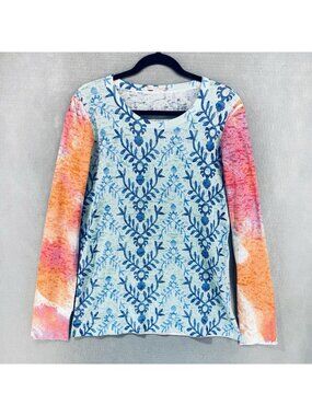 Before and Again Top Womens M Cotton Blend Base Layer Thermal Blouse Nature USA